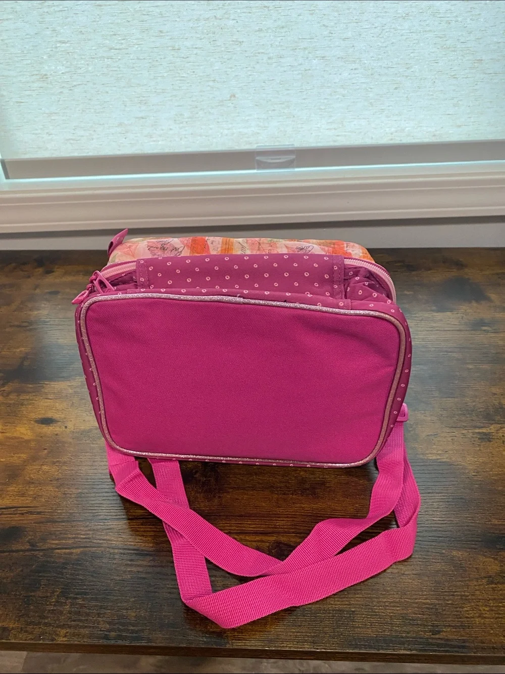 Pink Girls' Insulated Lunch Tote with Bicycle Girl Print Pink NWT